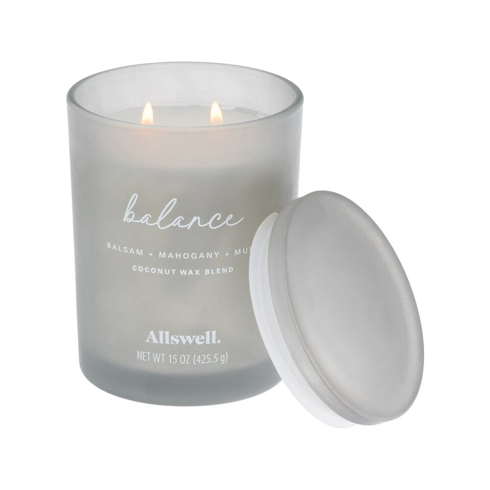 Balance 2-Wick Scented Candle 15oz – Balsam, Mahogany & Musk – Spa Jar